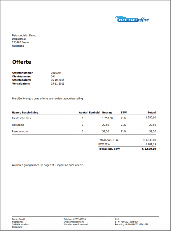 Voorbeeld Offerte Voor Ondernemers Facturatie Office