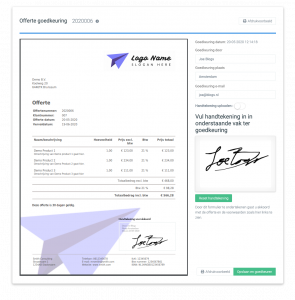 offerte maken met digitale handekening