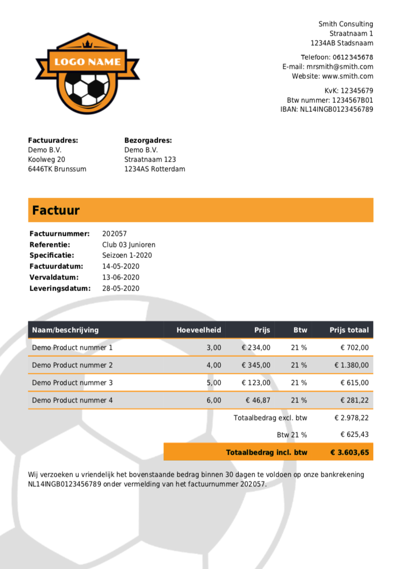 Voorbeeld Factuur Voor Zzp En Mkb Facturatie Office