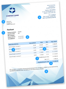 Voorbeeld factuur met gegevens vereist door de Belastingdienst