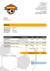 offerte voorbeeld van sports bedrijf